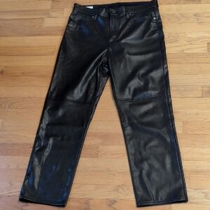 Vegan Leather Straight Leg Pants